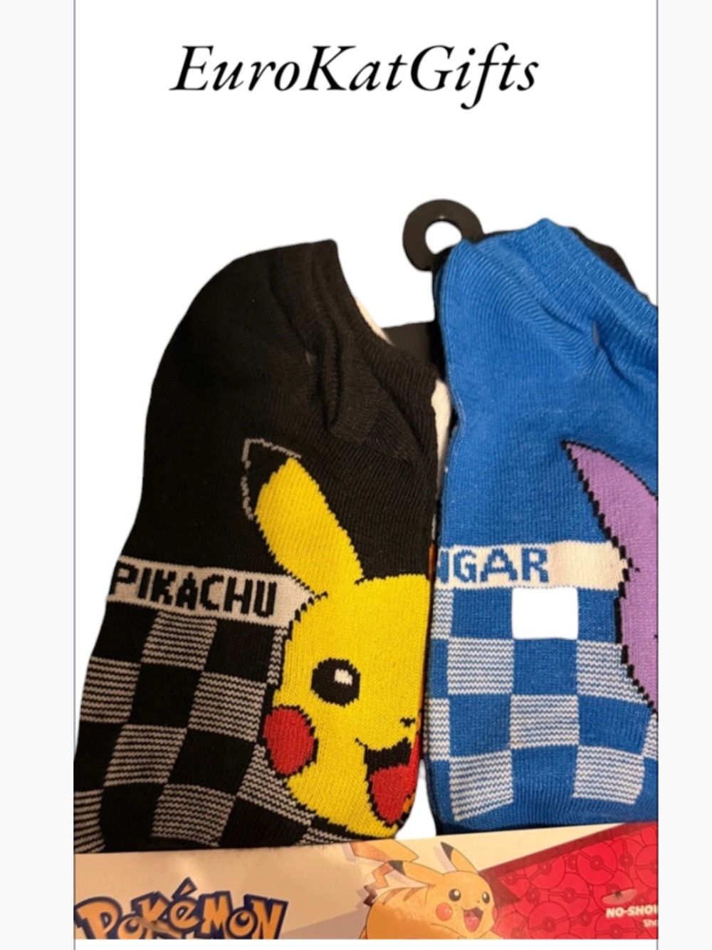 Pokemon Black Yellow Red Pikachu & Gengar No-Show Socks - 2 Pair
